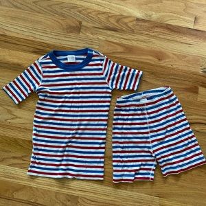 Hanna Anderson Cotton Pajama Set - Size 8, 130cm - red white and blue stripes.